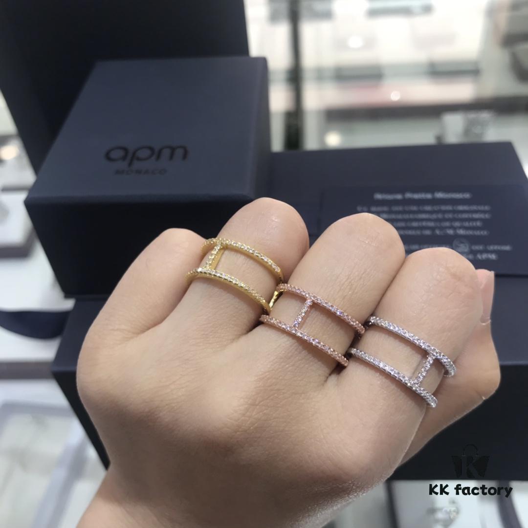 APM Monaco Pink Gold Golden Silver Ring, Couple's Personalized Band Ring, Women's Ring