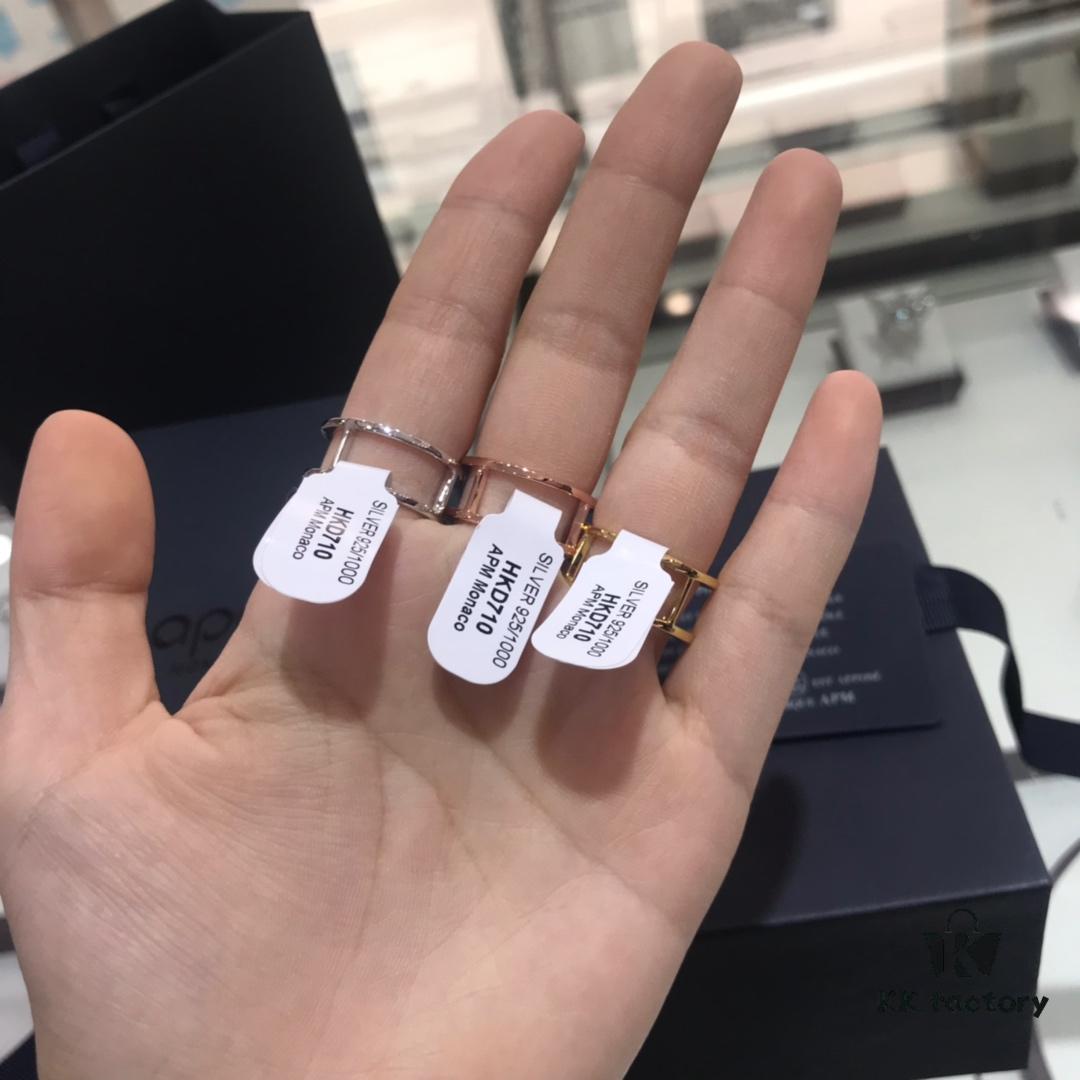 APM Monaco Pink Gold Golden Silver Ring, Couple's Personalized Band Ring, Women's Ring