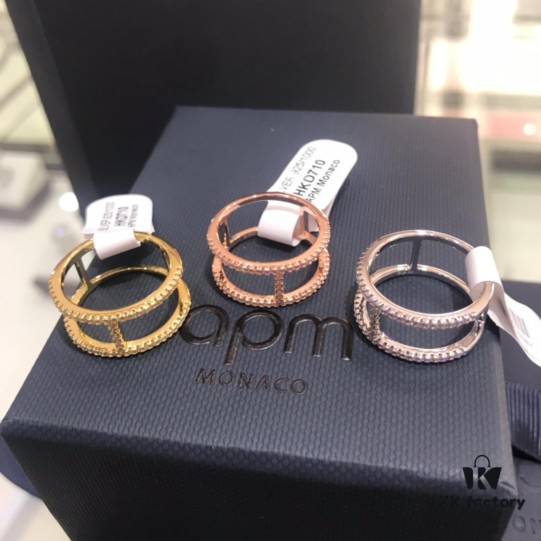 APM Monaco Pink Gold Golden Silver Ring, Couple's Personalized Band Ring, Women's Ring