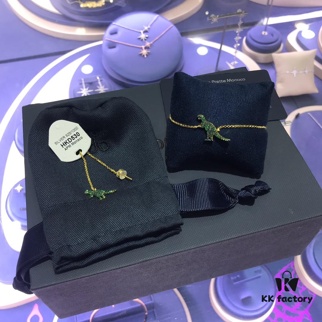 APM Monaco Dinosaur Bracelet and Stud Earrings, Stylish Minimalist Design, Fashionable and Versatile