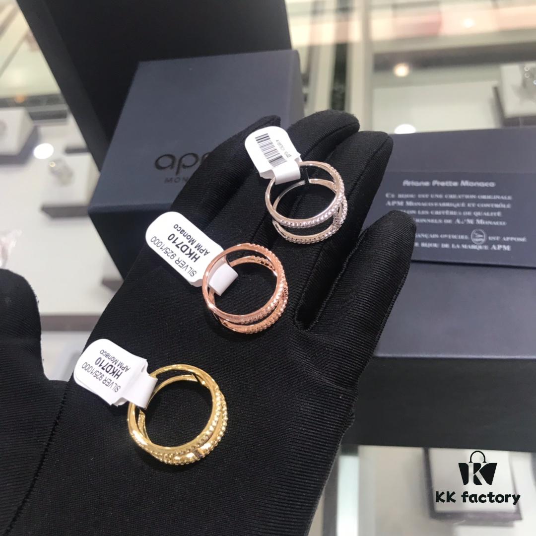 APM Monaco Pink Gold Golden Silver Ring, Couple's Personalized Band Ring, Women's Ring