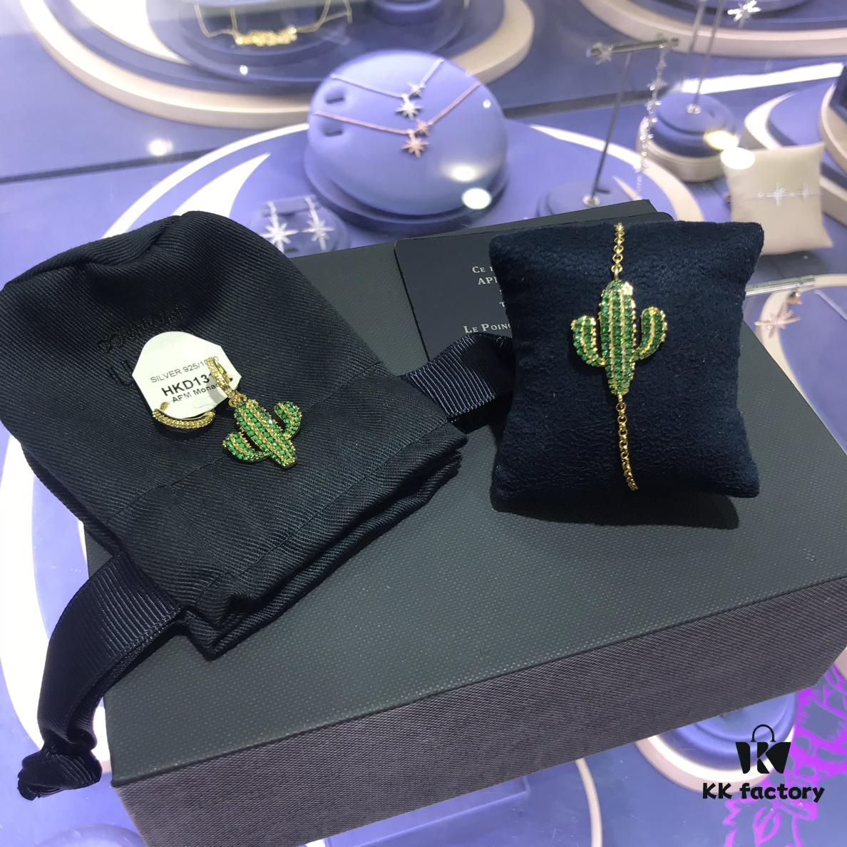 APM Monaco Cactus Earrings and Bracelet, Fashionable and Versatile Style, Perfect Gift for Girlfriend or Lover