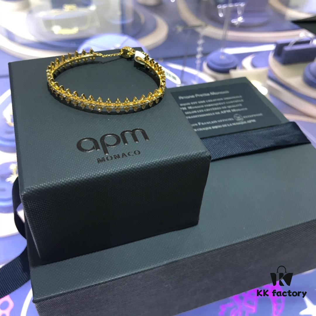 APM Monaco Gold-Tone Gear Bracelet Adjustable Length Women's Fashion Bracelet