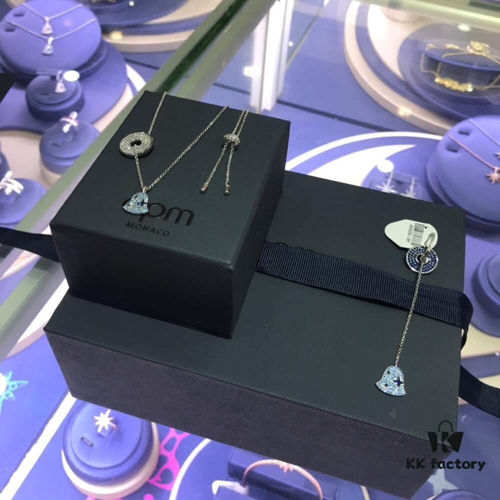 APM Monaco Wind Chime Necklace and Earrings, Stylish Minimalist Pendant Chain for Sweaters and Collarbones