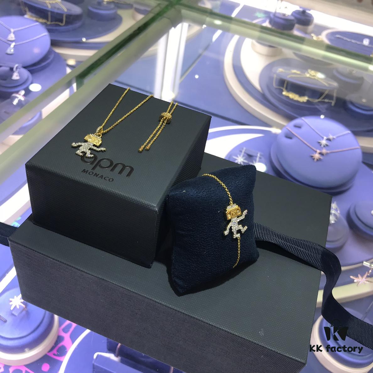 APM Monaco Robot Necklace and Bracelet, Unique Fashionable Minimalist Design, Versatile Styling