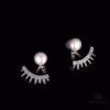APM Monaco Crystal-Encrusted Zigzag Eyelash Stud Earrings with Freshwater Pearl, Detachable Two-Way Design