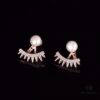 APM Monaco Crystal-Encrusted Zigzag Eyelash Stud Earrings with Freshwater Pearl, Detachable Two-Way Design