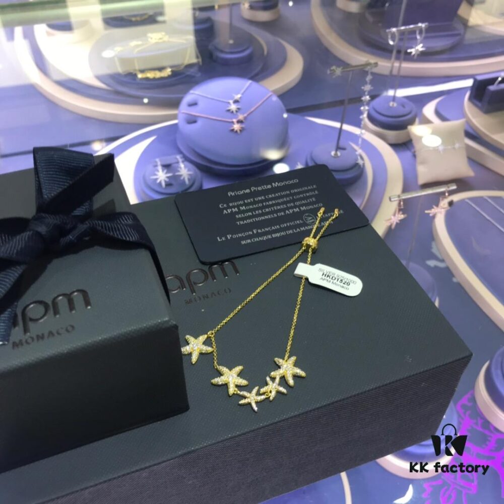 APM Monaco Classic Ocean Life Golden Multi-Starfish Bracelet, Elegant European and American Style Jewelry for Women