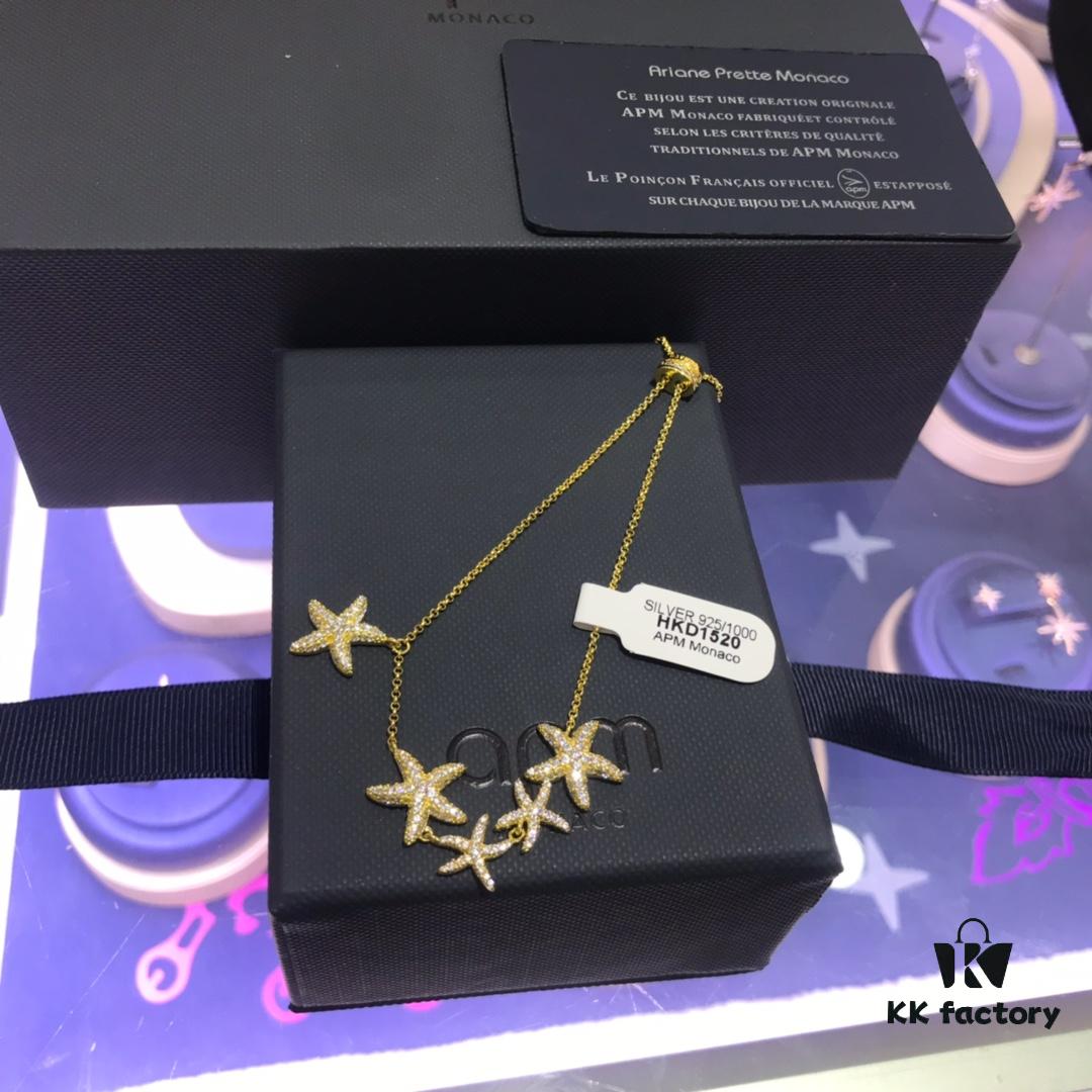 APM Monaco Classic Ocean Life Golden Multi-Starfish Bracelet, Elegant European and American Style Jewelry for Women