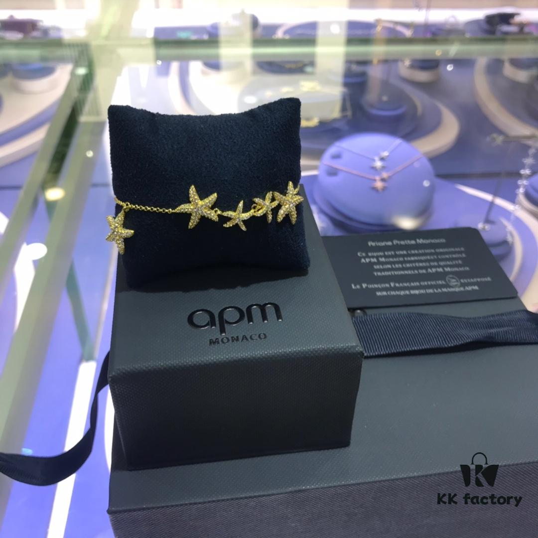APM Monaco Classic Ocean Life Golden Multi-Starfish Bracelet, Elegant European and American Style Jewelry for Women