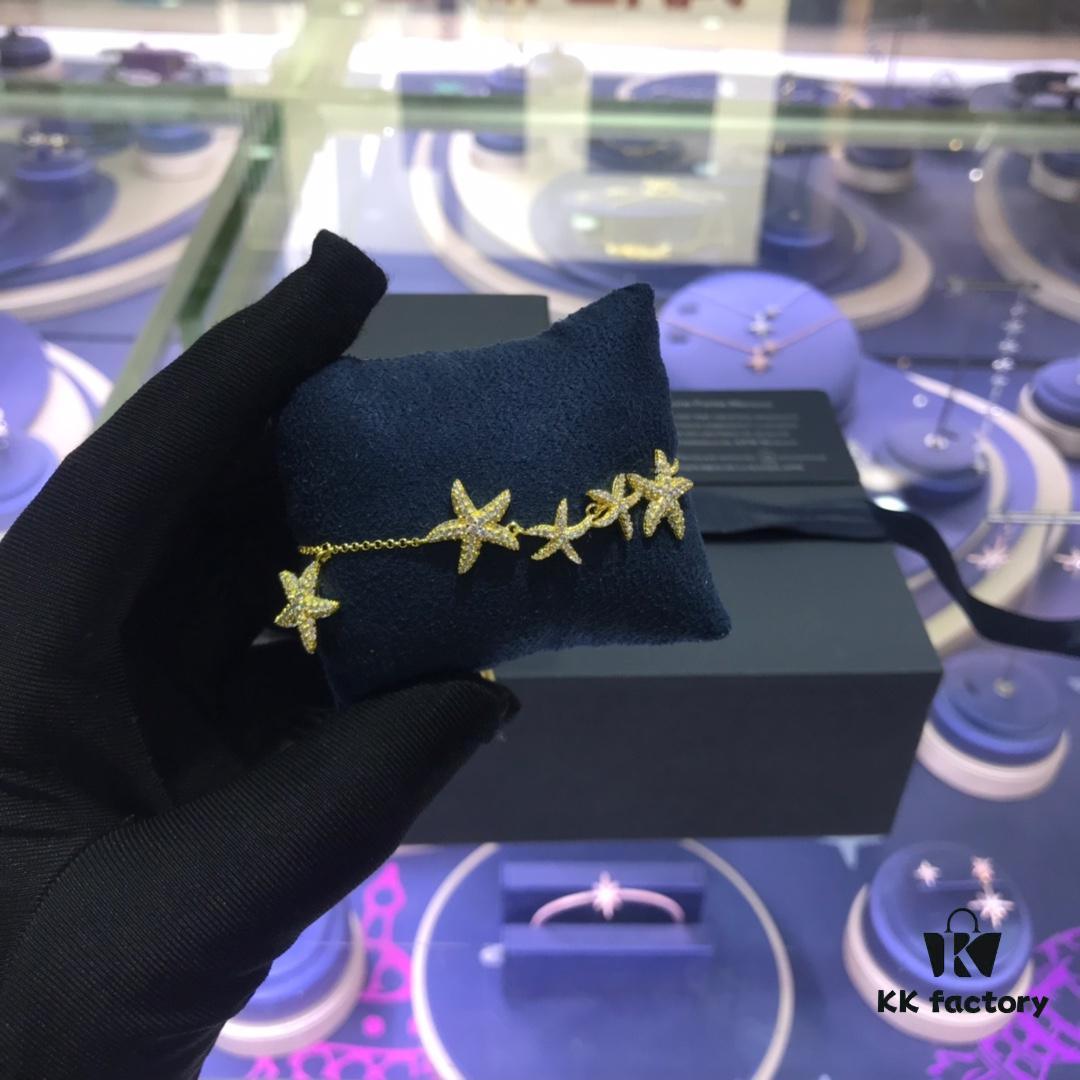 APM Monaco Classic Ocean Life Golden Multi-Starfish Bracelet, Elegant European and American Style Jewelry for Women