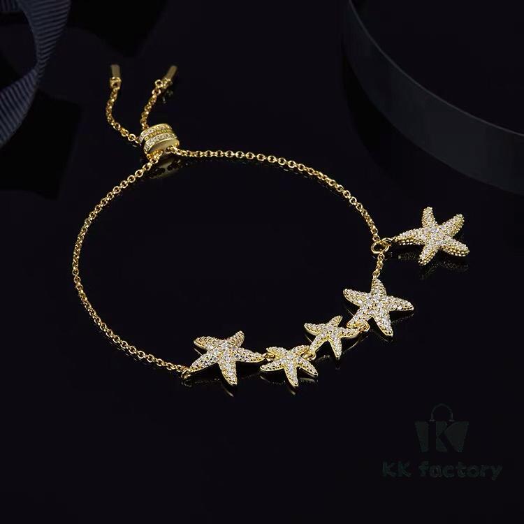 APM Monaco Classic Ocean Life Golden Multi-Starfish Bracelet, Elegant European and American Style Jewelry for Women
