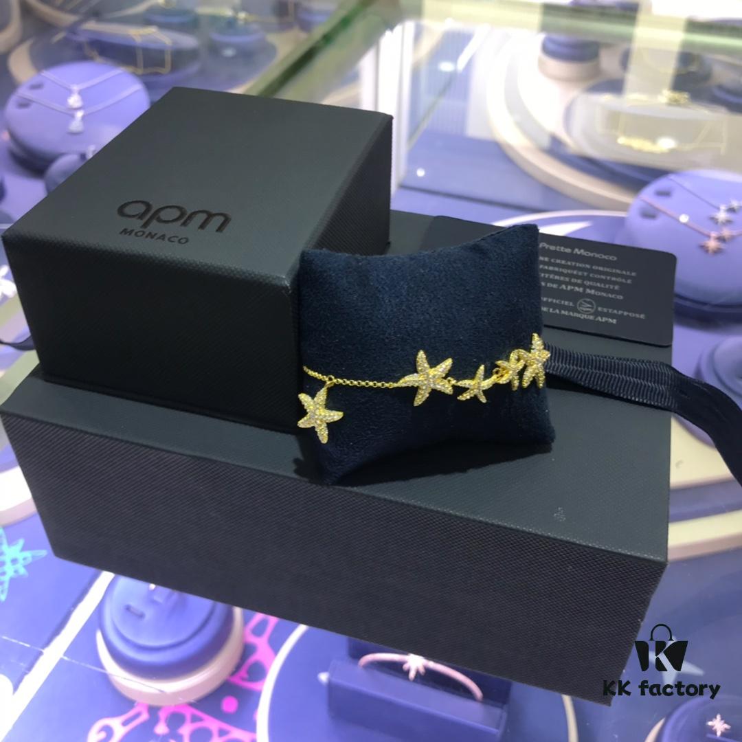 APM Monaco Classic Ocean Life Golden Multi-Starfish Bracelet, Elegant European and American Style Jewelry for Women