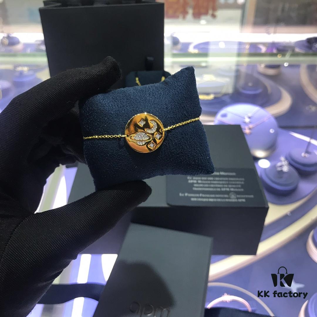 APM Monaco Planet Disc Bracelet and Necklace Set, New Original Release, Stylish and Versatile, Fresh and Chic Design, Perfect Gift for Girlfriend or Valentine