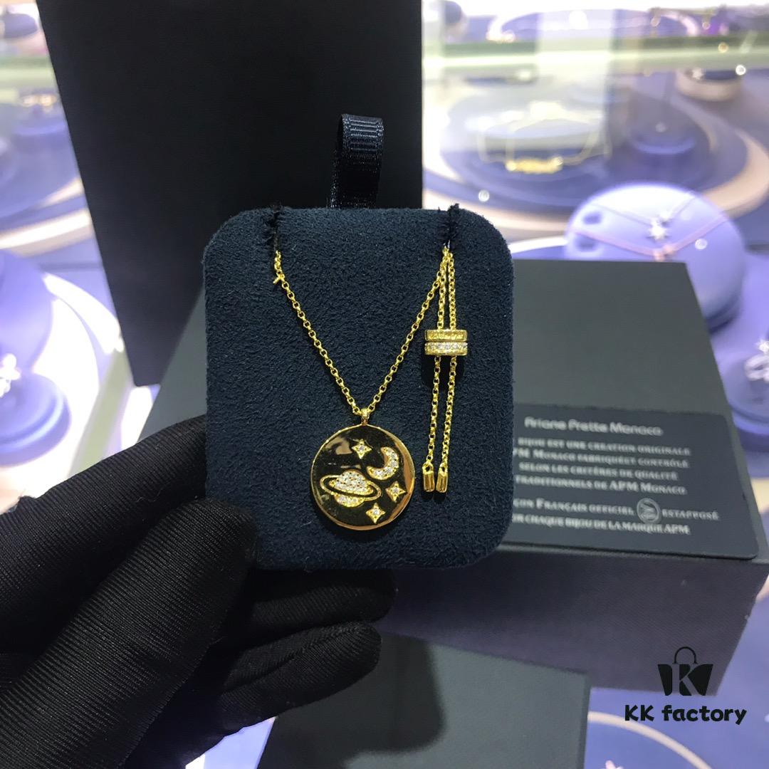 APM Monaco Planet Disc Bracelet and Necklace Set, New Original Release, Stylish and Versatile, Fresh and Chic Design, Perfect Gift for Girlfriend or Valentine