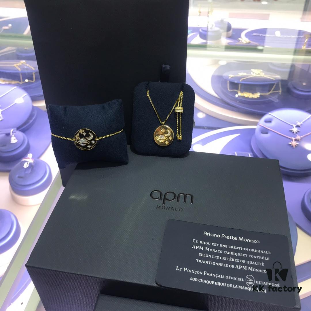 APM Monaco Planet Disc Bracelet and Necklace Set, New Original Release, Stylish and Versatile, Fresh and Chic Design, Perfect Gift for Girlfriend or Valentine