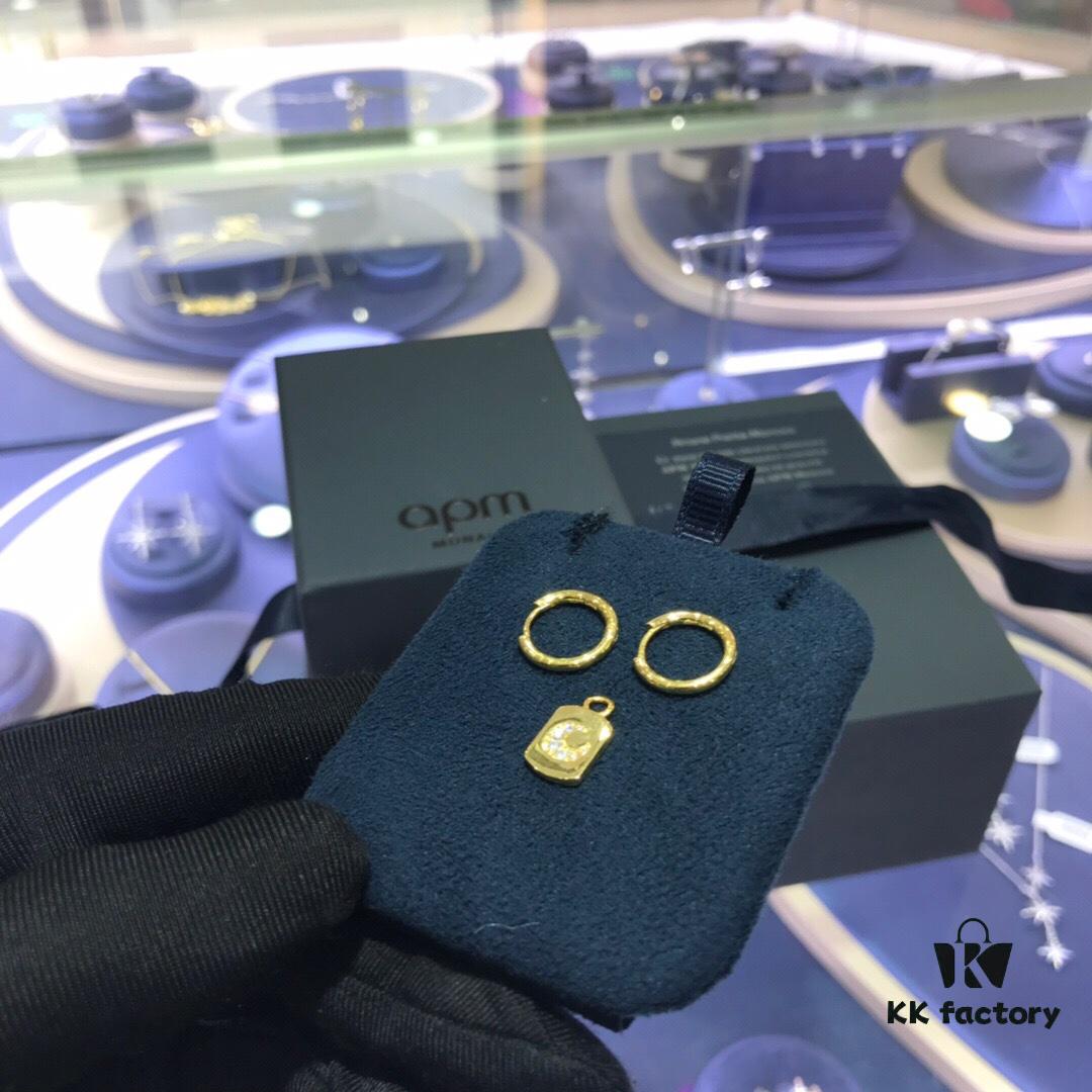 APM Monaco Asymmetrical Moon Earrings, Classic Elegant Minimalist Unisex Couple Hoop Earrings, Jewelry Gift