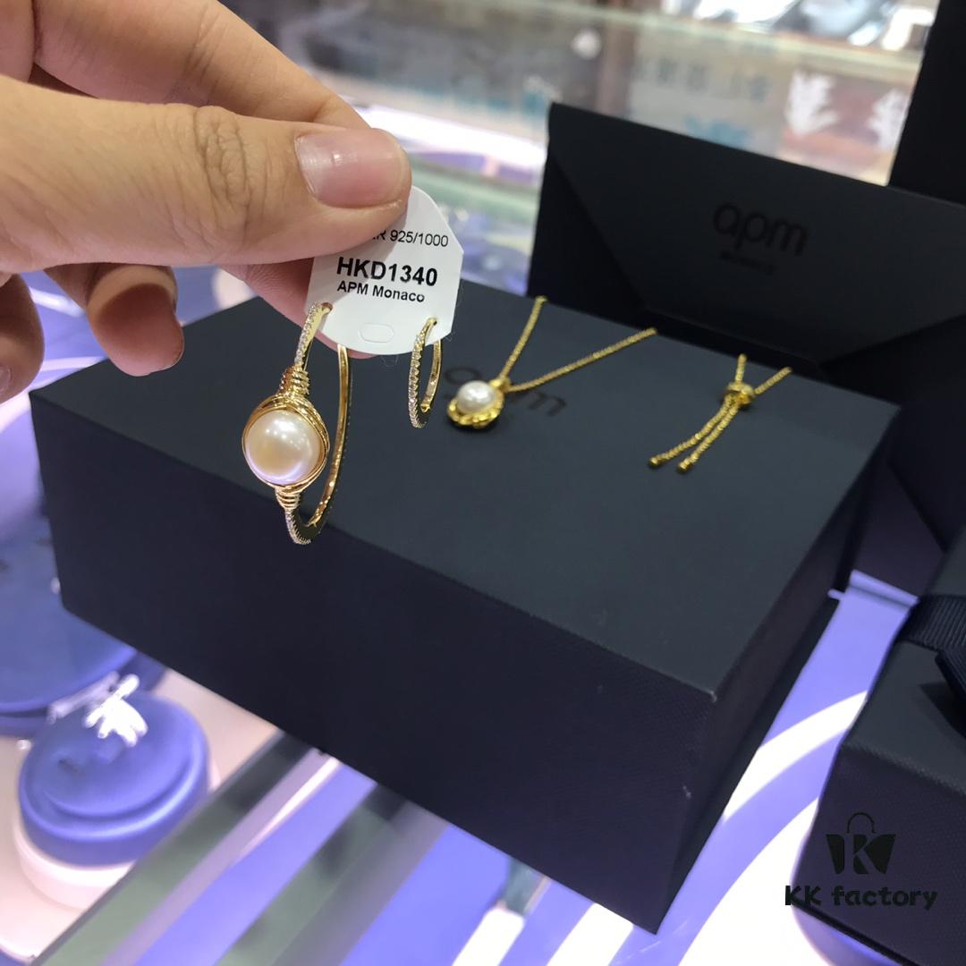 APM Monaco White Pearl Collection Necklace 0668085 Ear Drops 0668085