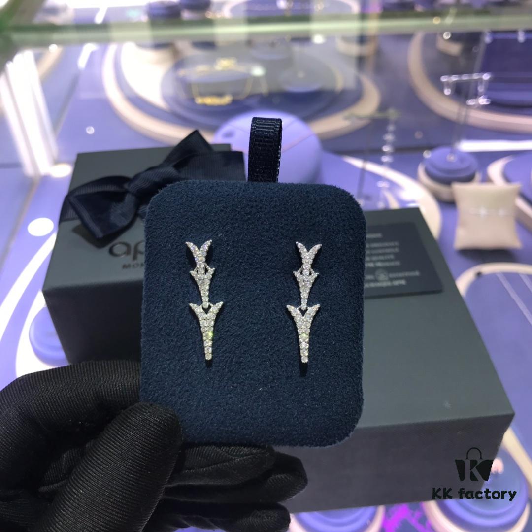 APM Monaco Stylish Crystal-Embedded Dragon Bone Ear Studs Y-Shaped Pendant Earrings for Women