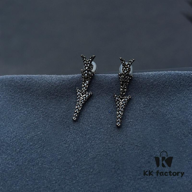 APM Monaco Stylish Crystal-Embedded Dragon Bone Ear Studs Y-Shaped Pendant Earrings for Women