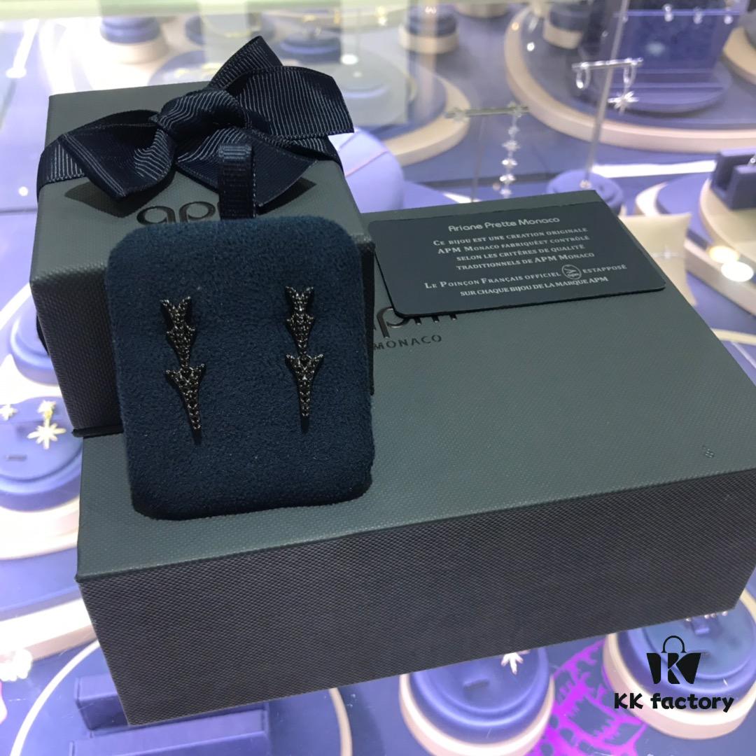 APM Monaco Stylish Crystal-Embedded Dragon Bone Ear Studs Y-Shaped Pendant Earrings for Women