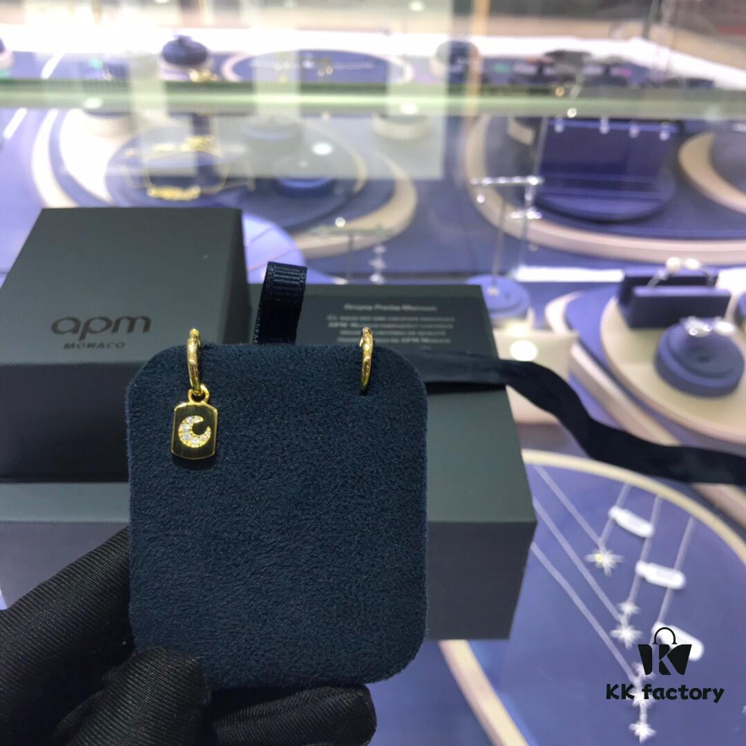 APM Monaco Asymmetrical Moon Earrings, Classic Elegant Minimalist Unisex Couple Hoop Earrings, Jewelry Gift