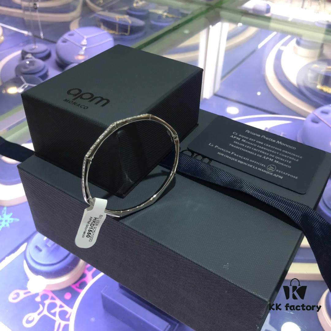 APM Monaco Octagonal Geometric Silver Bracelet for Women, Stylish European Minimalist Design Unisex Jewelry