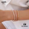 APM Monaco Octagonal Geometric Silver Bracelet for Women, Stylish European Minimalist Design Unisex Jewelry