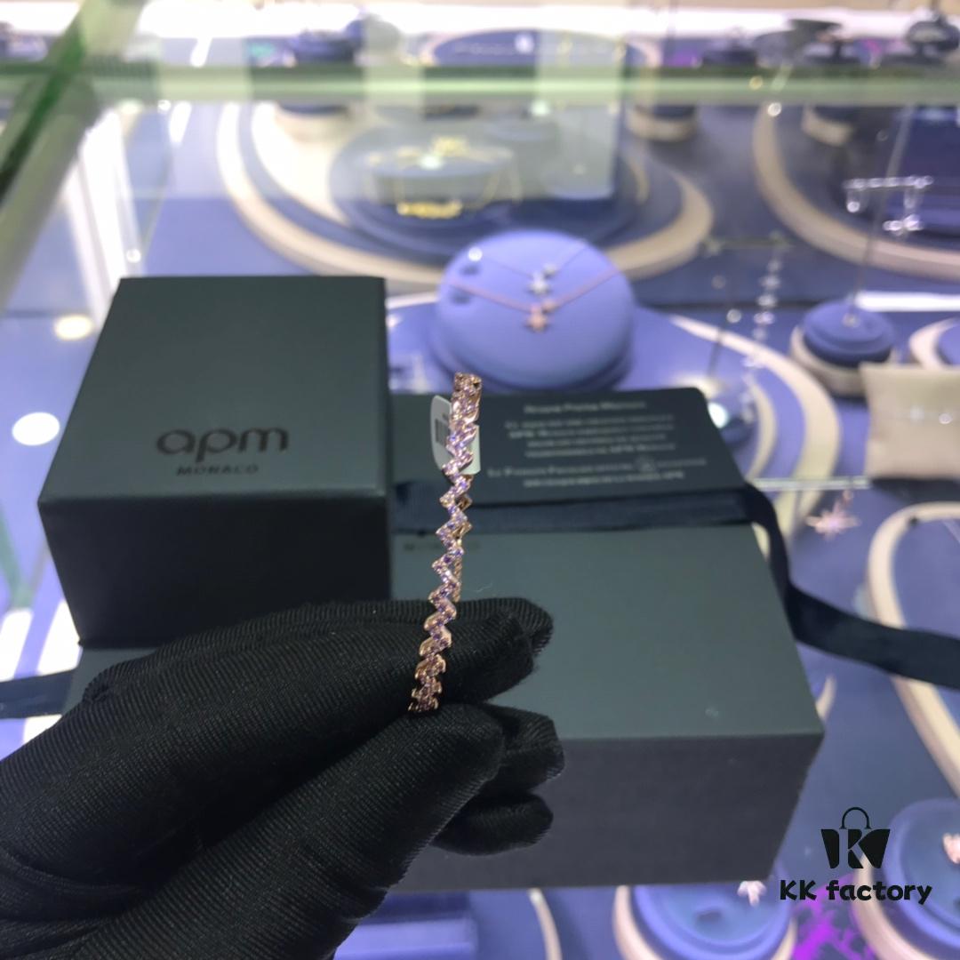 APM Monaco Purple Zircon Wave Bracelet, Minimalist and Stylish, Ins-style Fresh and Versatile Design