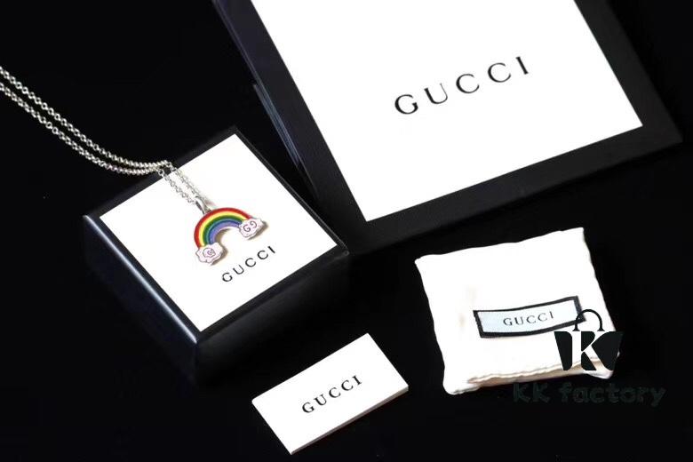 Gucci REAL Series Sterling Silver Enamel Rainbow Necklace