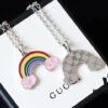 Gucci REAL Series Sterling Silver Enamel Rainbow Necklace