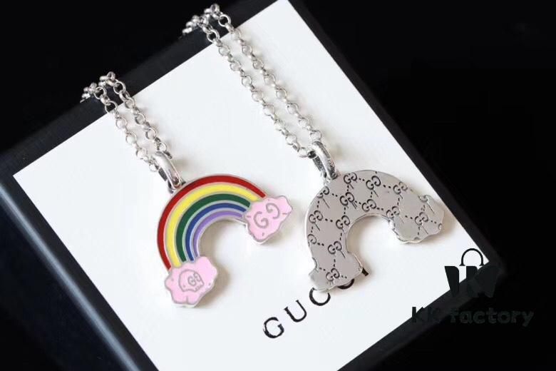 Gucci REAL Series Sterling Silver Enamel Rainbow Necklace