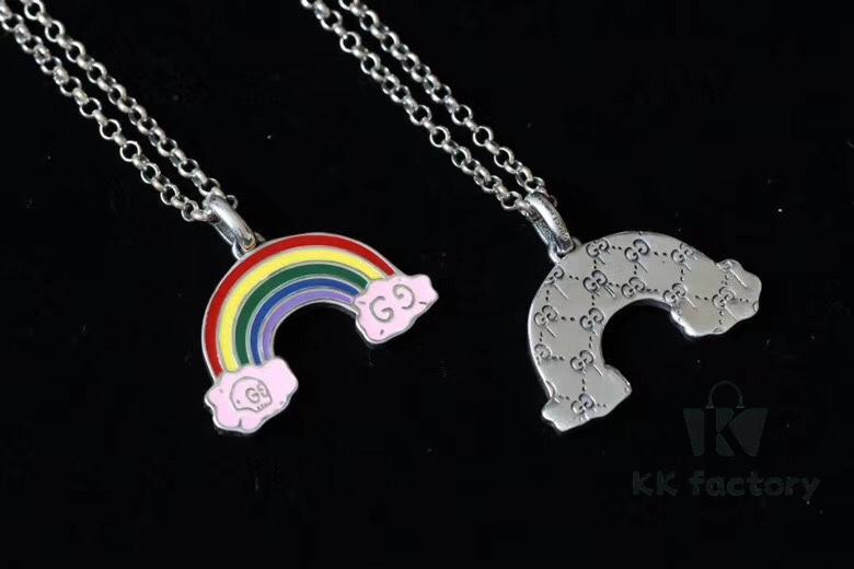 Gucci REAL Series Sterling Silver Enamel Rainbow Necklace