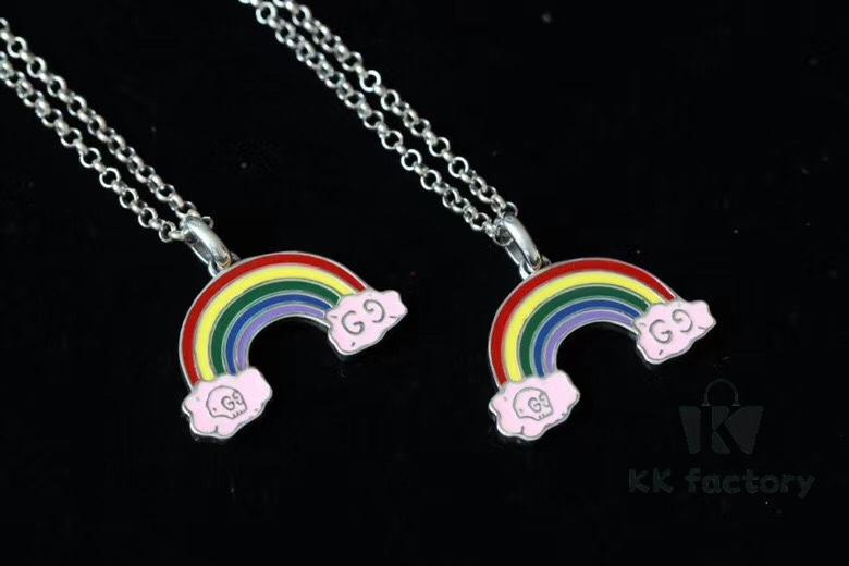 Gucci REAL Series Sterling Silver Enamel Rainbow Necklace