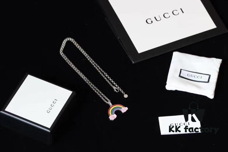 Gucci REAL Series Sterling Silver Enamel Rainbow Necklace
