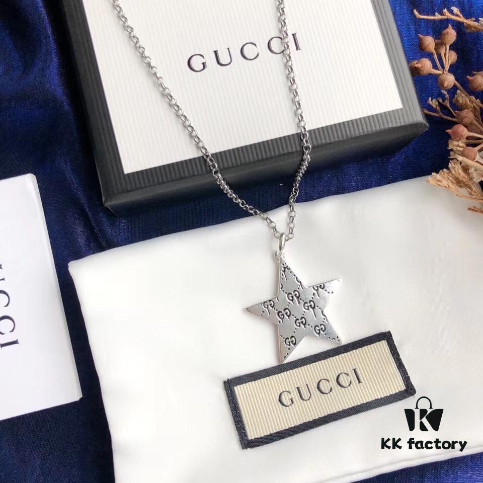 In Stock‼ Gucci 'REAL' Series Sterling Silver Necklace, Unisex Vintage Style, S925 Oxidized Silver Pendant, 37-42cm Adjustable Chain, Official Packaging, Ideal Gift
