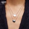 APM Monaco Crystal White Mother-of-Pearl Necklace for Women, Fashionable Collarbone Chain Accessory for Stylish Best Friends