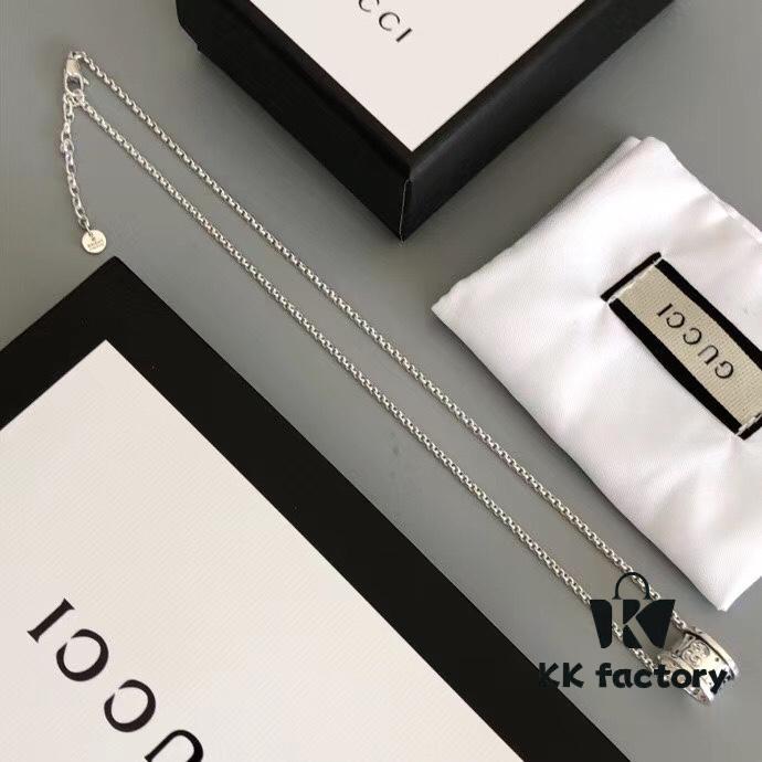 New Arrival 🆕 Gucci GG Hollow Pendant Necklace for Couples, Authentic Silver 925, Approx. 14g, Chain Length 50+5cm