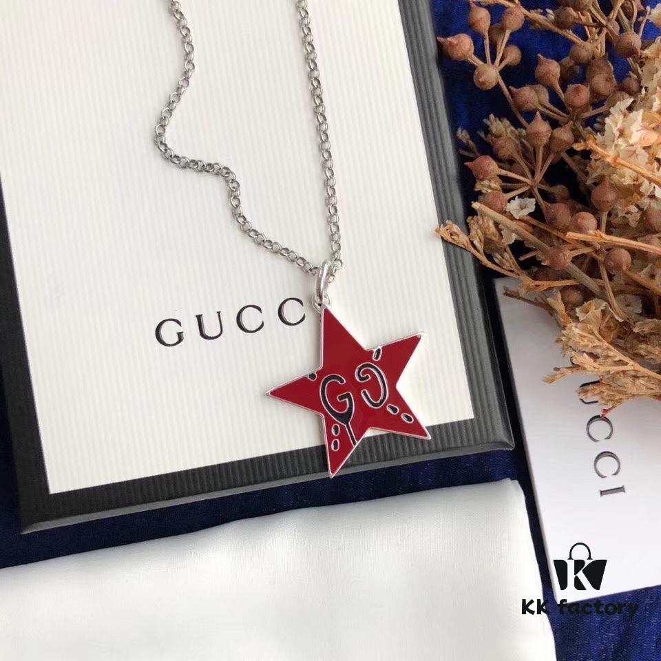In Stock‼ Gucci 'REAL' Series Sterling Silver Necklace, Unisex Vintage Style, S925 Oxidized Silver Pendant, 37-42cm Adjustable Chain, Official Packaging, Ideal Gift