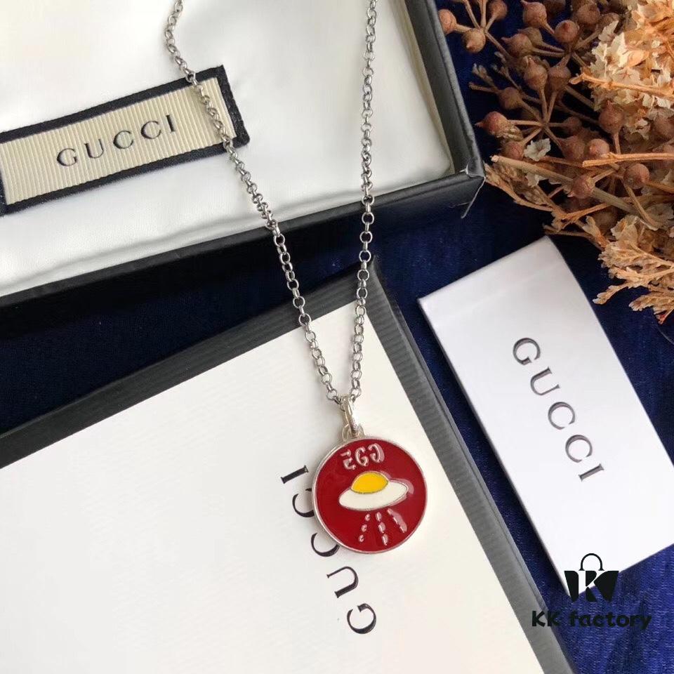 In Stock‼ Gucci 'REAL' Series Sterling Silver Necklace, Unisex Design, S925 Oxidized Silver, 37-42cm