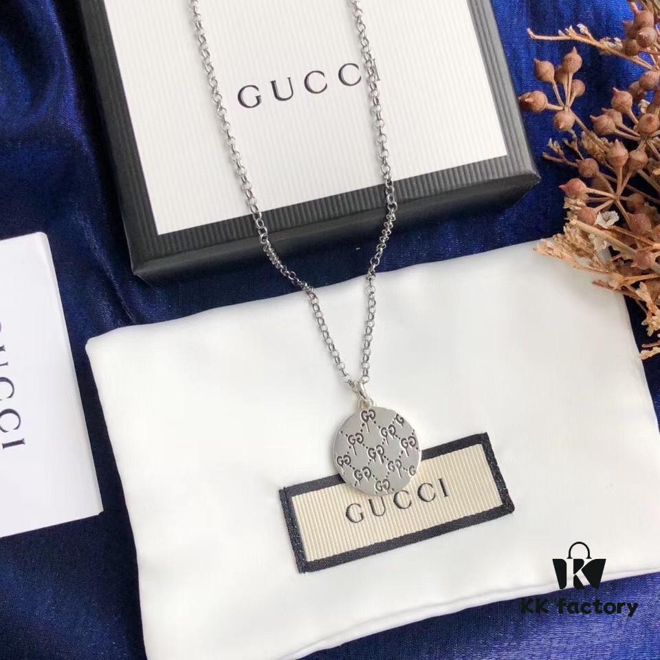 In Stock‼ Gucci 'REAL' Series Sterling Silver Necklace, Unisex Design, S925 Oxidized Silver, 37-42cm