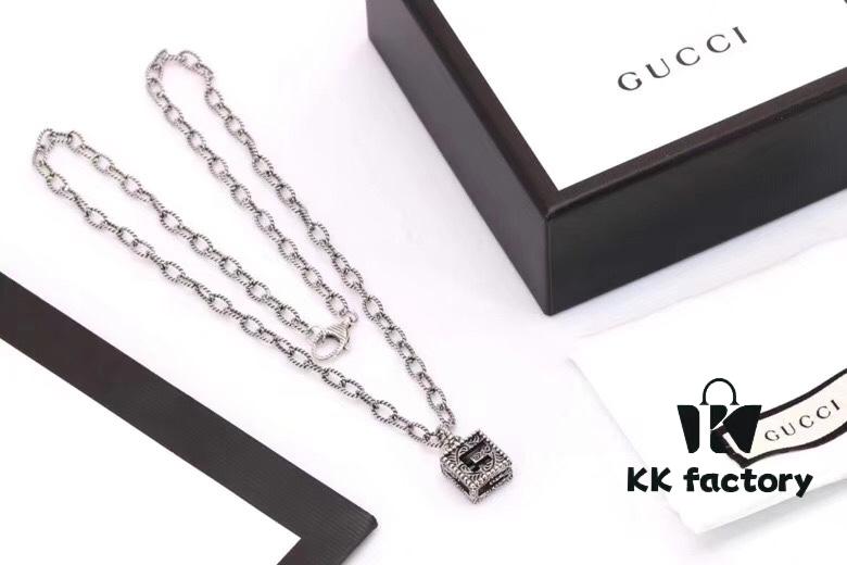 Gucci Men's Square Hollow G Necklace in Sterling Silver