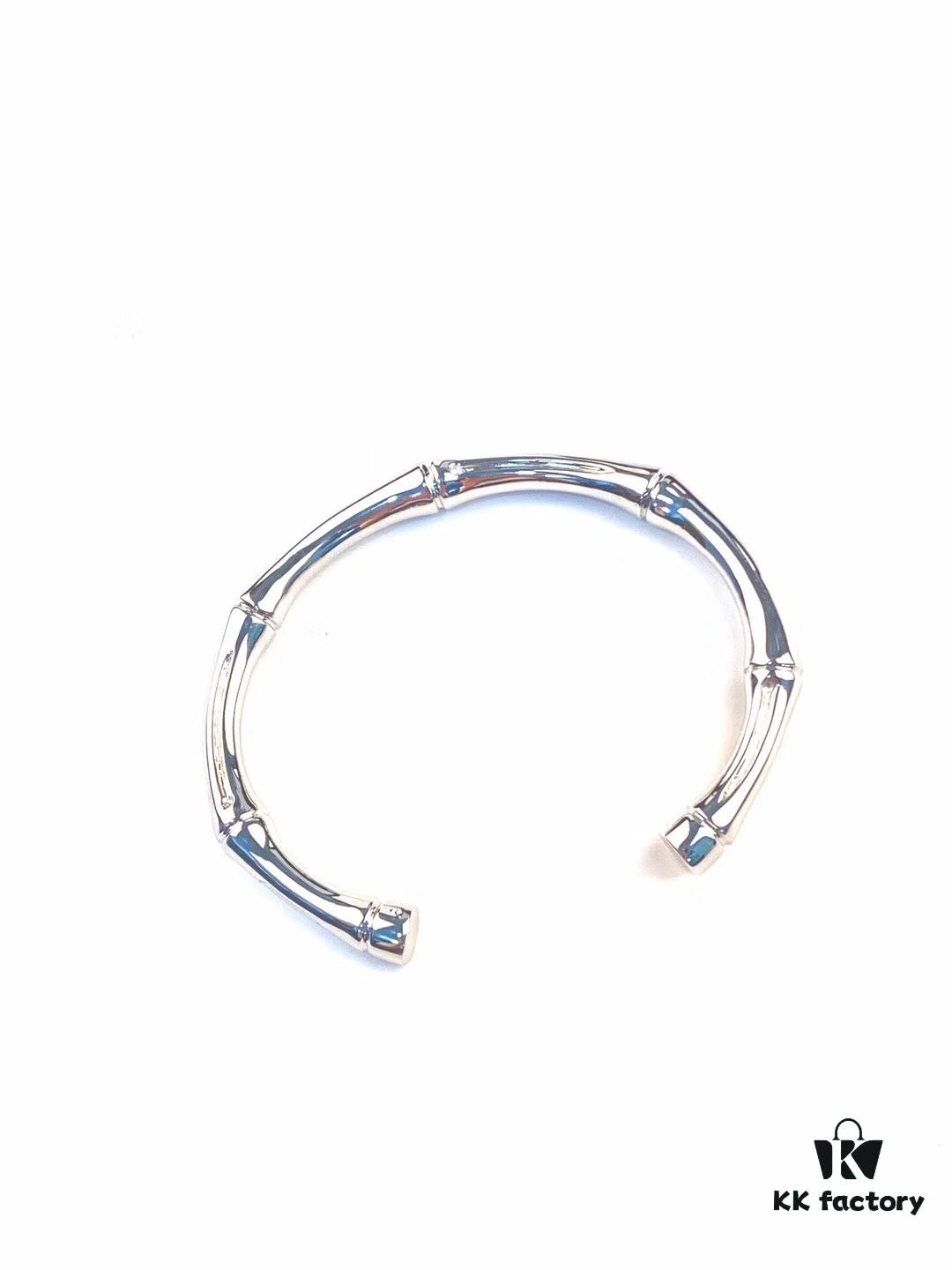 GUCCI Bamboo Cuff Bracelet 💅🏻💞🎍 Heavyweight Design, Premium Replica 925 Solid Silver Unisex Open Bangle with Original Logo