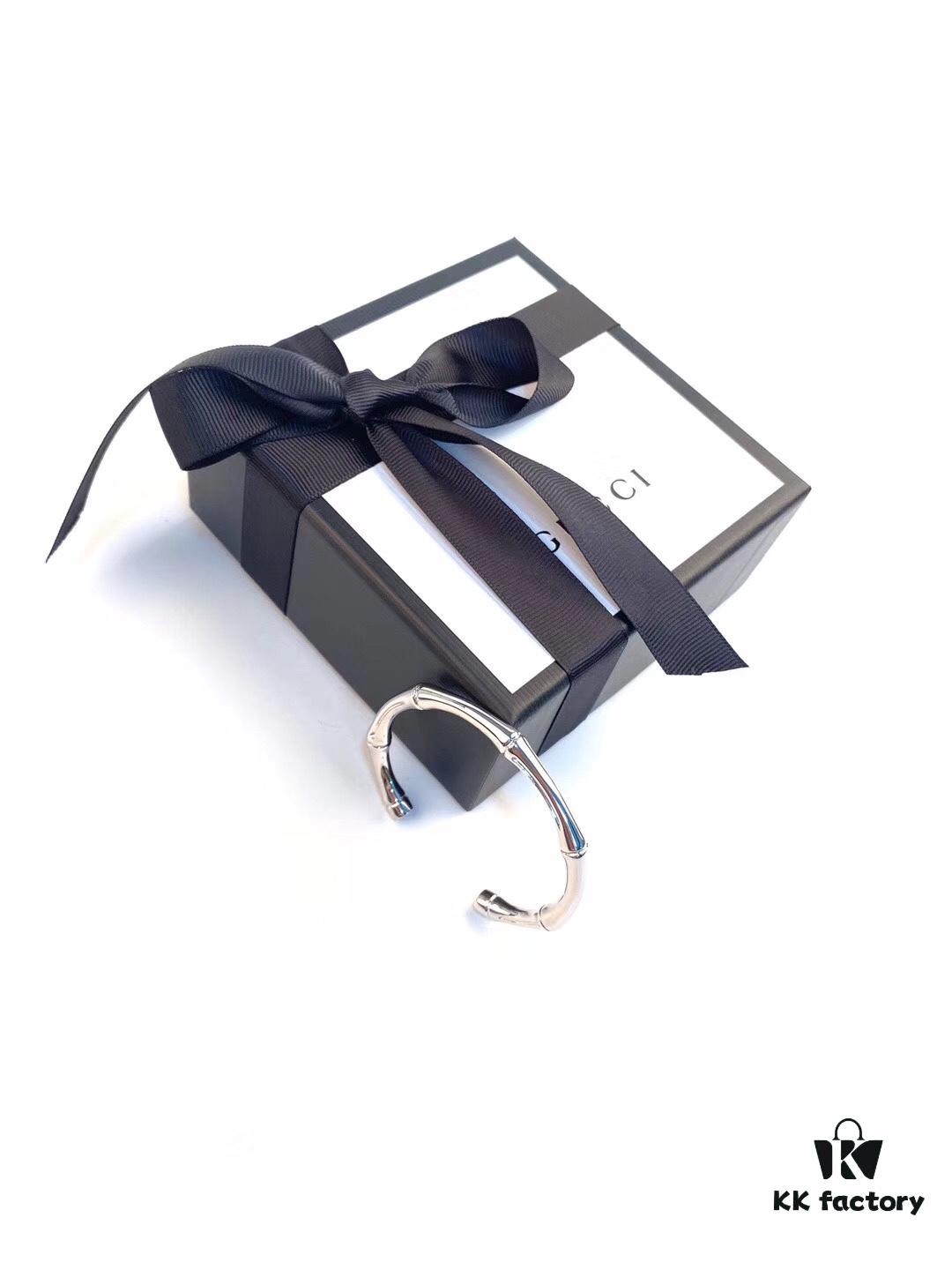 GUCCI Bamboo Cuff Bracelet 💅🏻💞🎍 Heavyweight Design, Premium Replica 925 Solid Silver Unisex Open Bangle with Original Logo