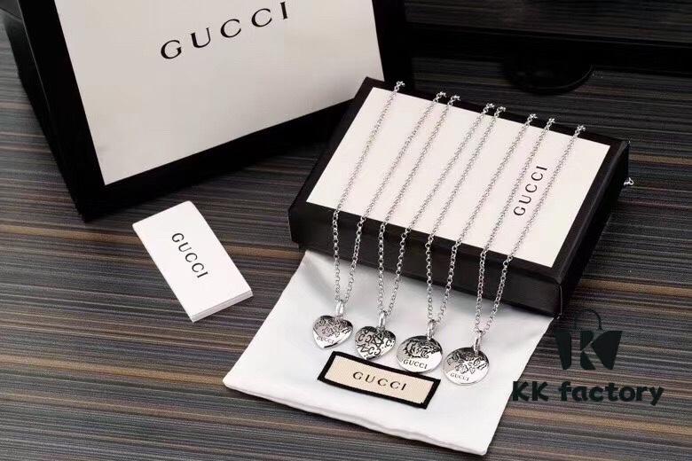 Gucci Double G Necklace, Unisex Interlocking Logo Pendant, Handcrafted S925 Sterling Silver, High-End Replica