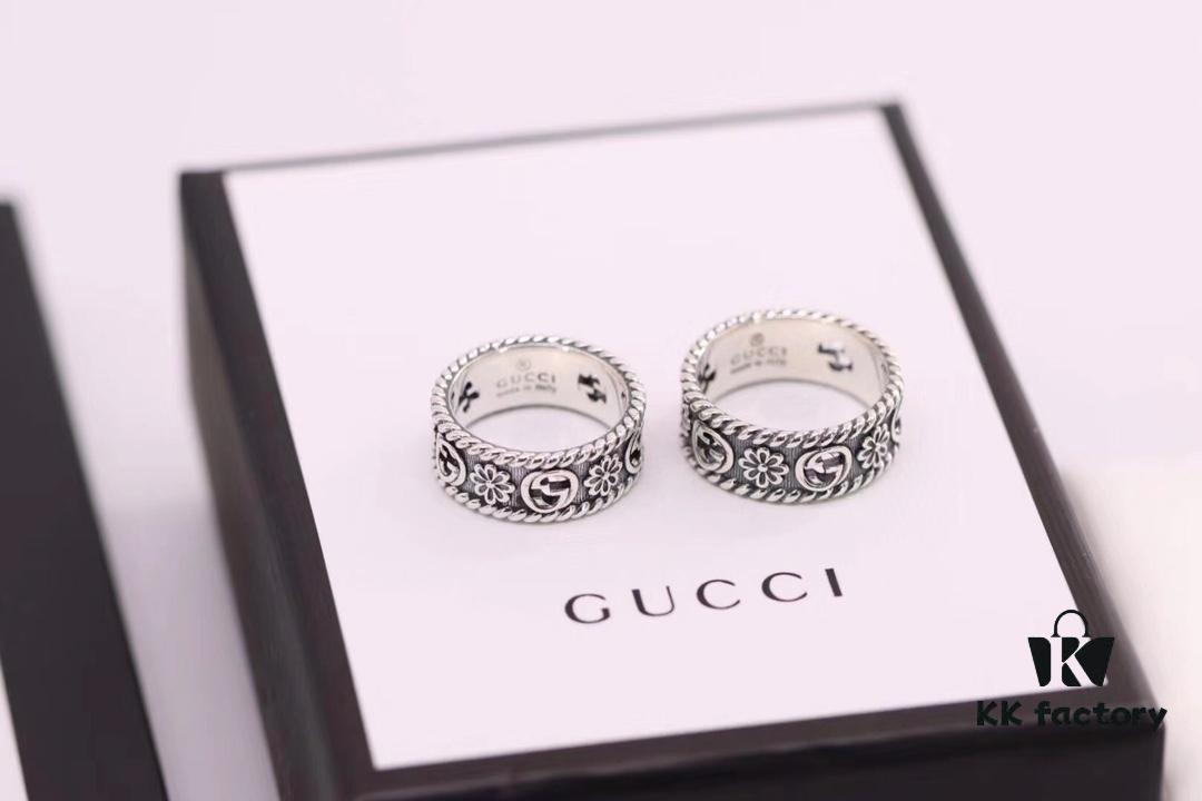 Gucci Double G Sunflower Couple Ring in Sterling Silver