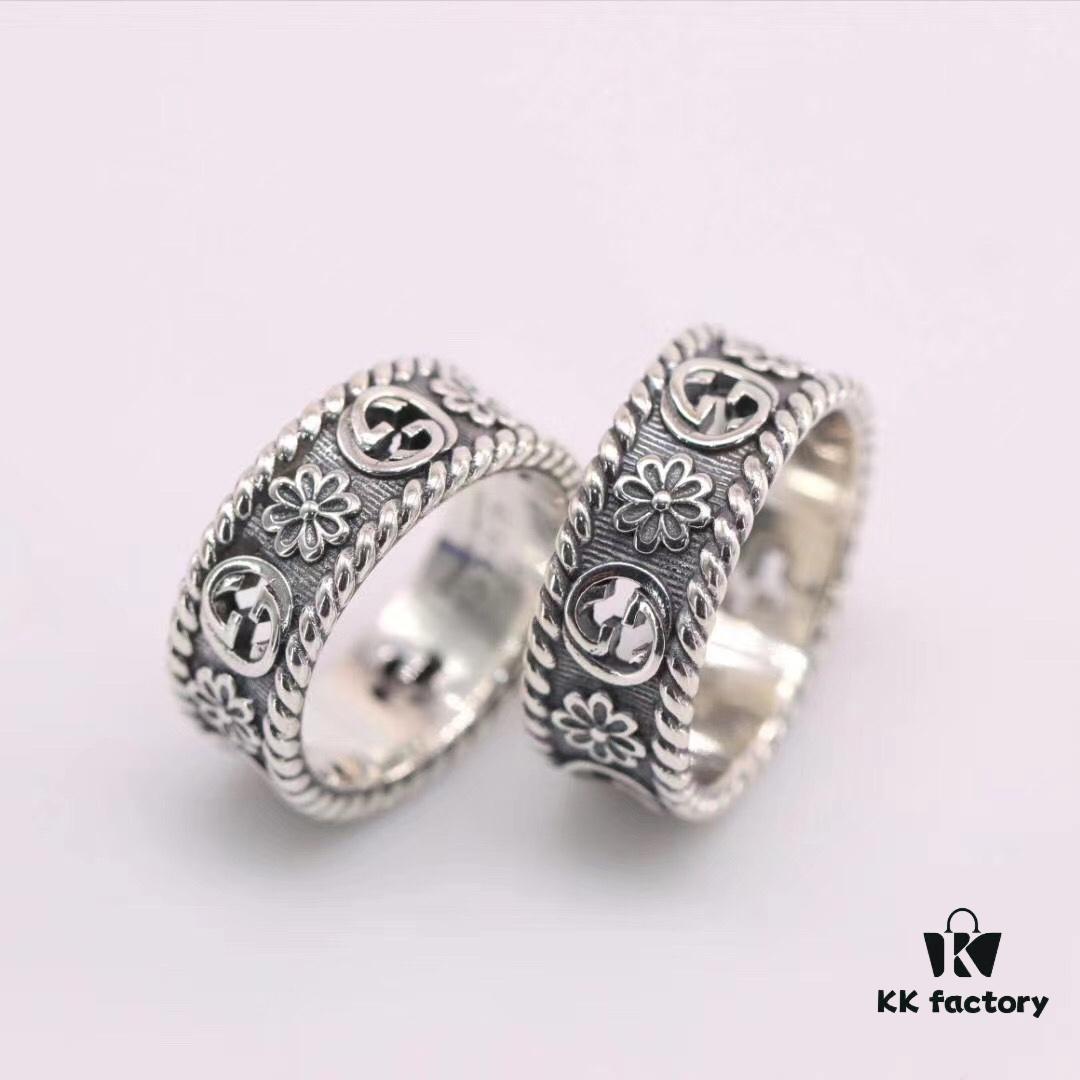 Gucci Double G Sunflower Couple Ring in Sterling Silver