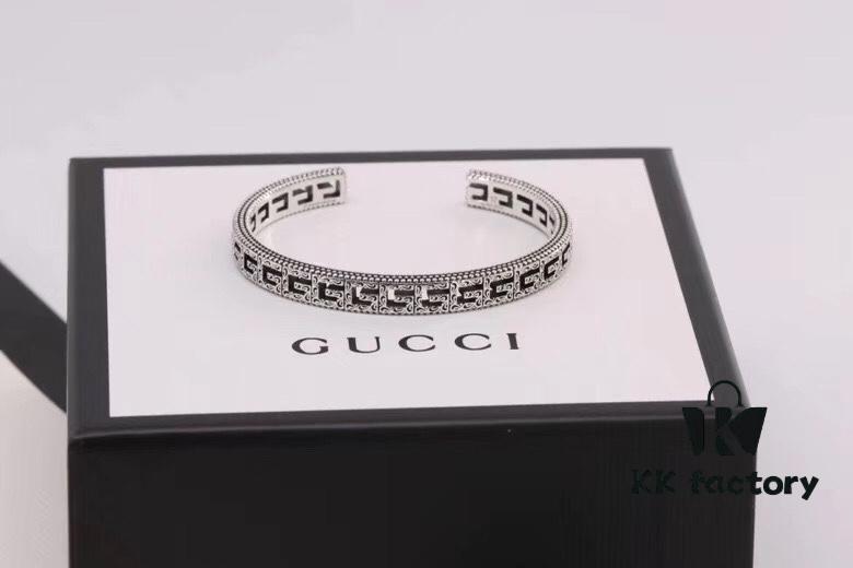 Gucci Men's and Women's Openwork Square G Design Unisex Bracelet in 925 Silver