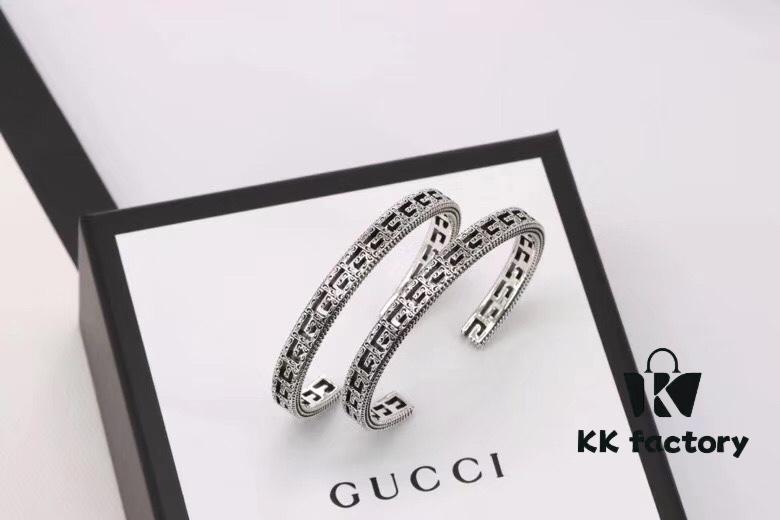 Gucci Men's and Women's Openwork Square G Design Unisex Bracelet in 925 Silver