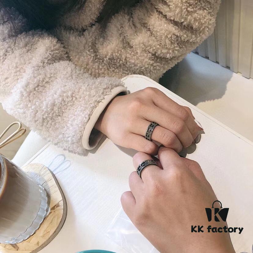 Gucci Square G Pattern Sterling Silver Ring, Full Size Range Available